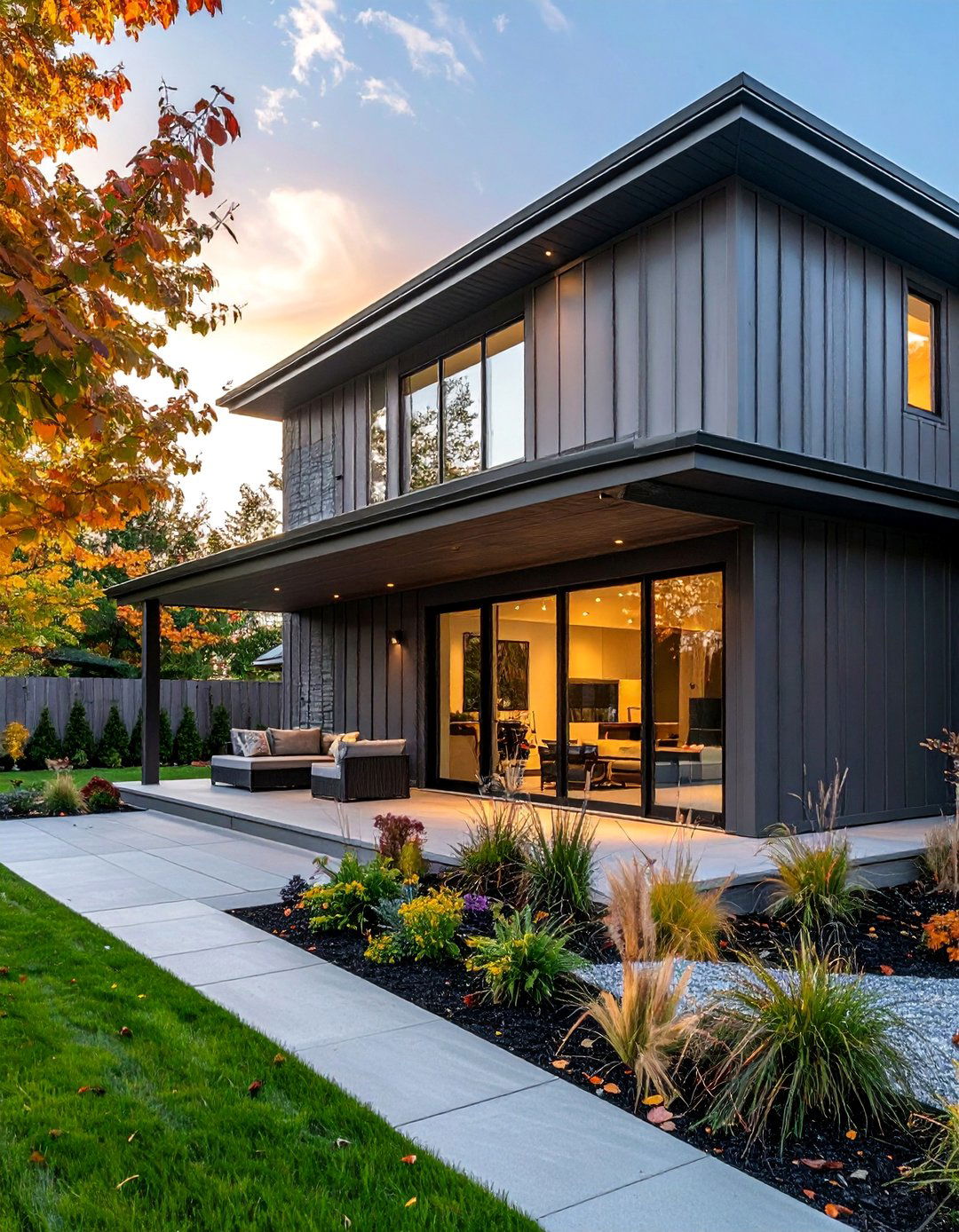 Siding with Corrugated Metal Panel Accents - 20 Two-tone Siding Designs to Boost Curb Appeal