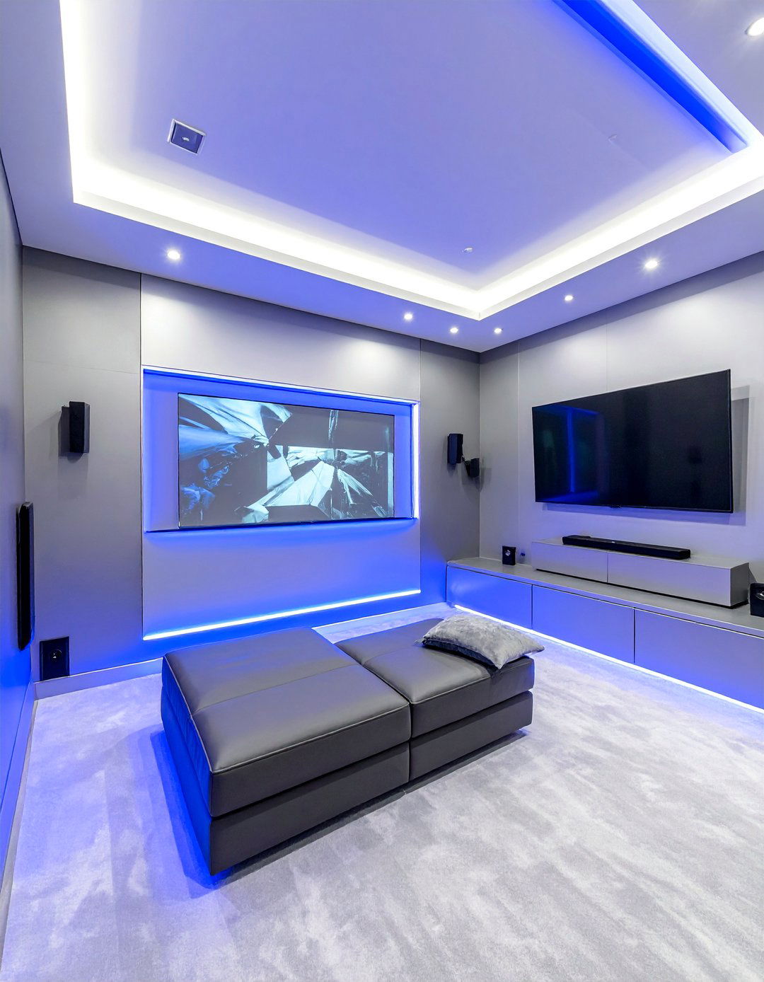 Silver Gray for a Modern High Tech Look - 20 Gray Home Theater Paint Color Schemes