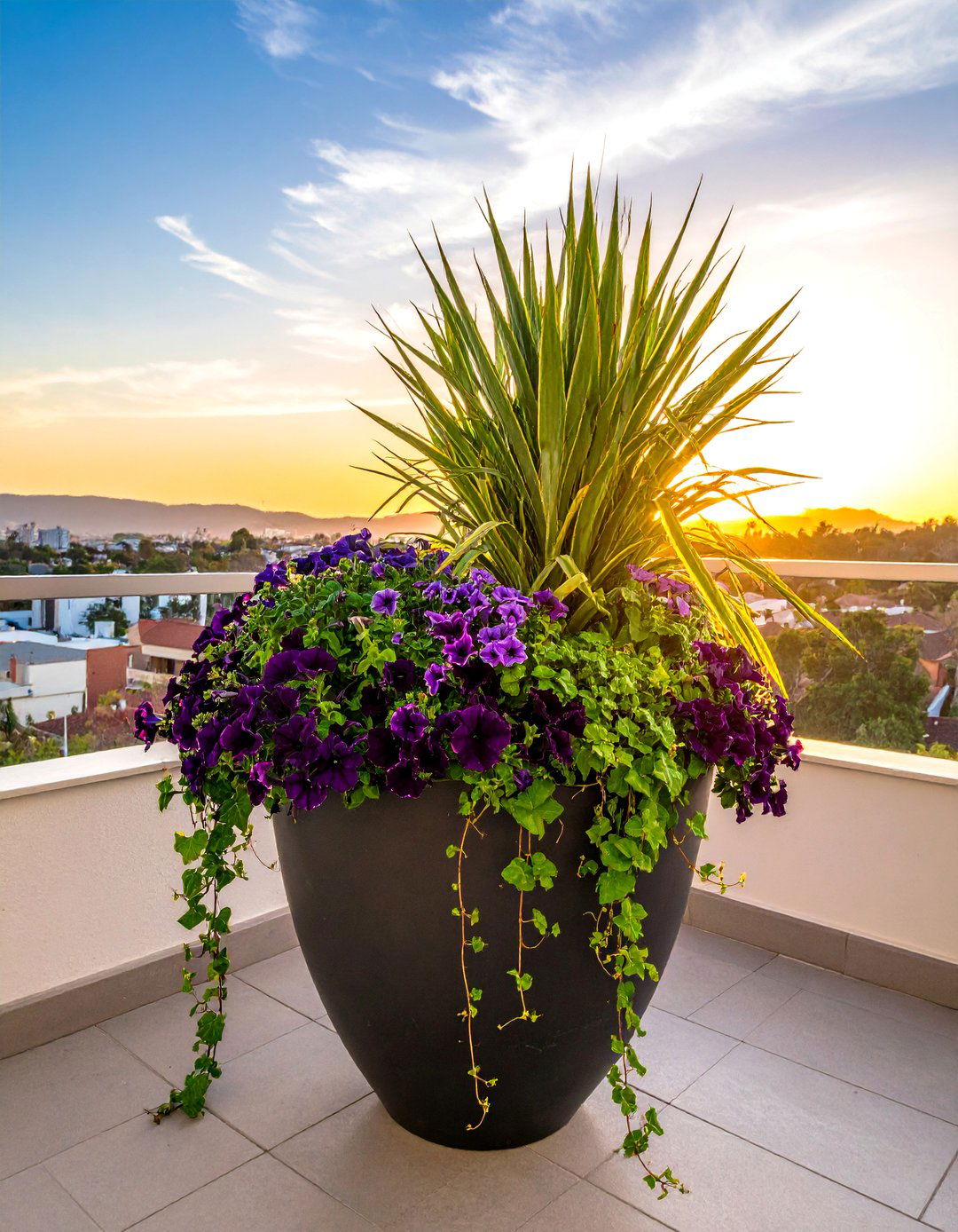 Single Large Statement Planter Balcony Garden - 40 Creative Balcony Garden Ideas for Small Spaces