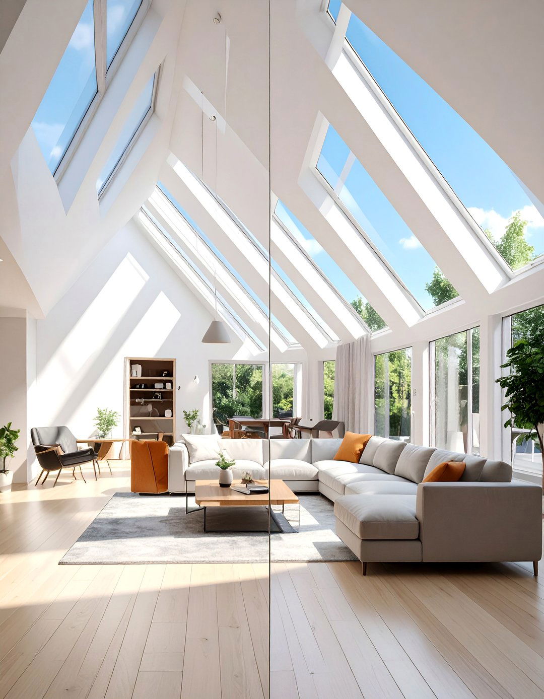 Skylights in a Living Room Vaulted Ceiling - 25 Living Room Vaulted Ceiling Ideas for Spacious Charm