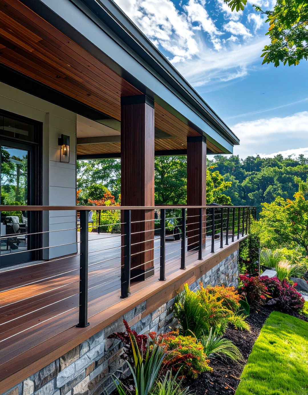 Sleek Cable Front Porch Railing - 25 Front Porch Railing Ideas for Curb Appeal
