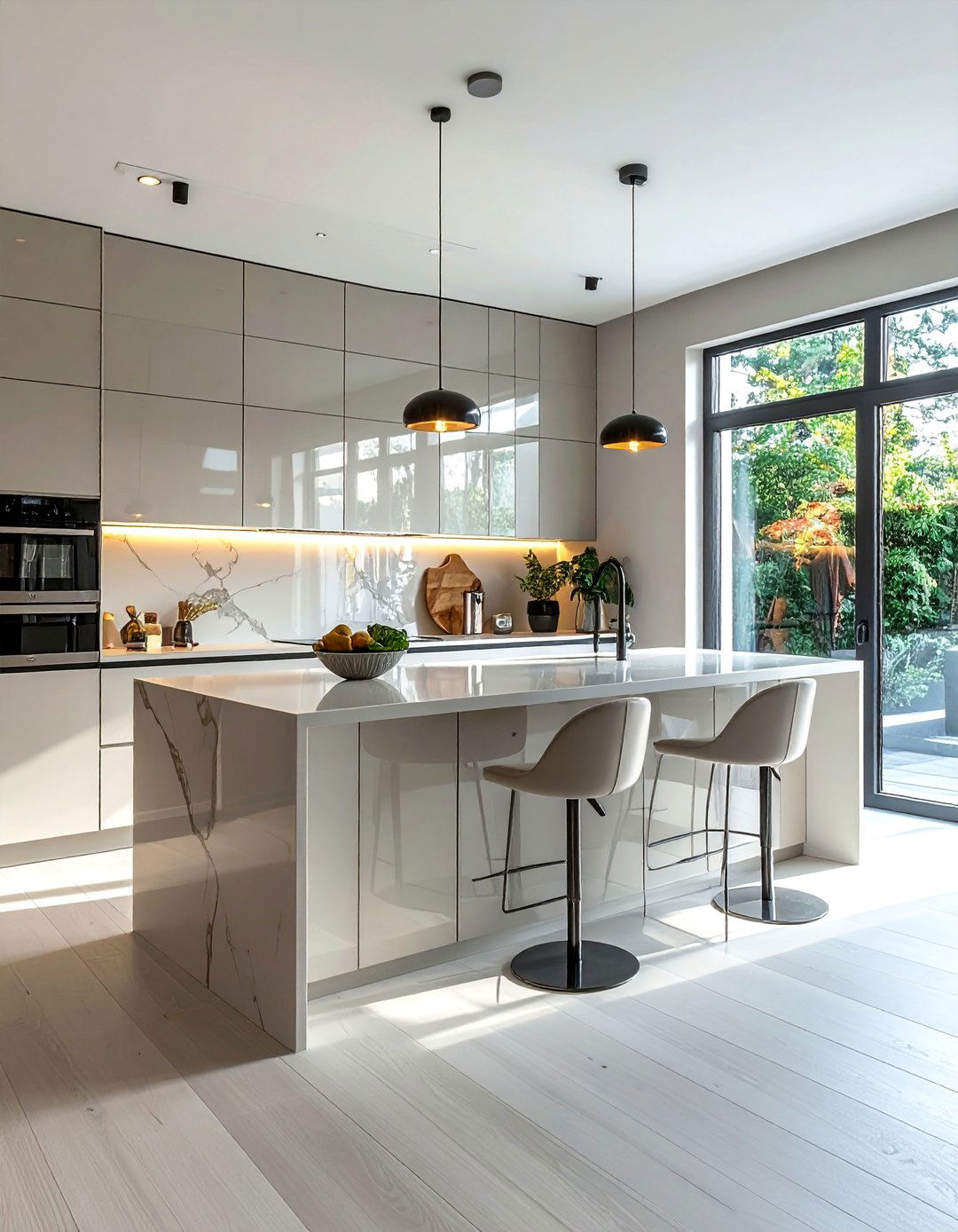 Sleek Modern Mirror Panels - 30 Mirrored Backsplash Kitchen Ideas for a Sleek Look