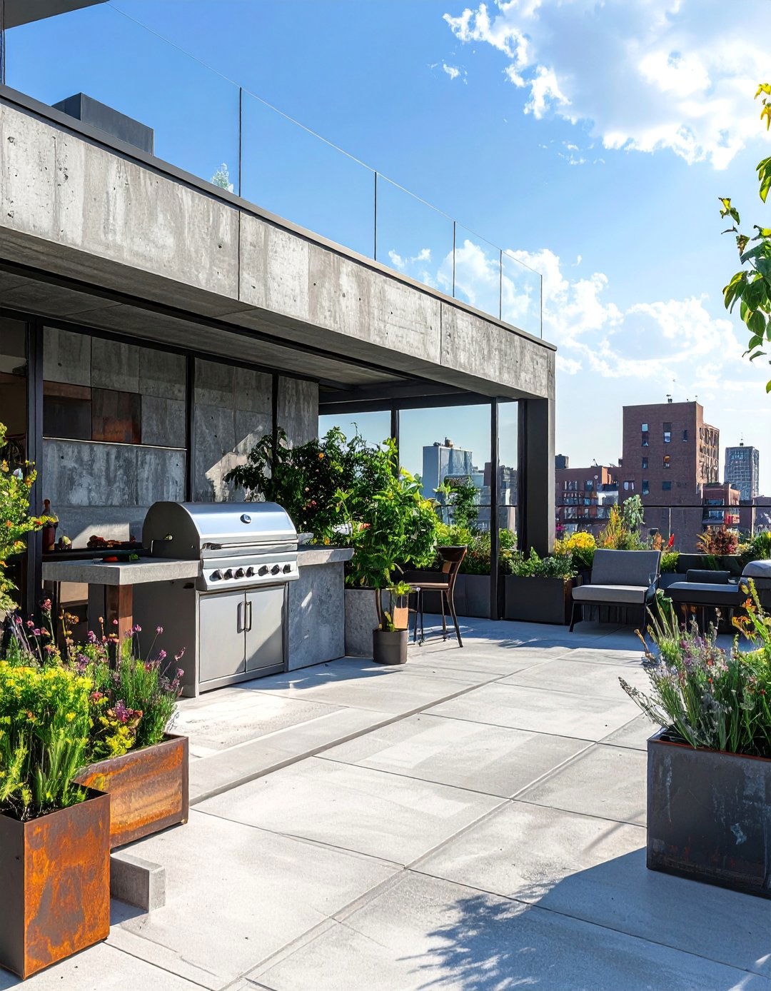 Sleek Urban Loft BBQ Terrace - 40 Amazing BBQ Area Ideas for Outdoor Living