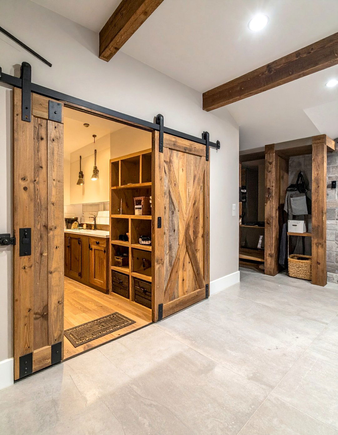 Sliding Barn Door Storage - 25 Rustic Basement Ideas for a Cozy and Inviting Space