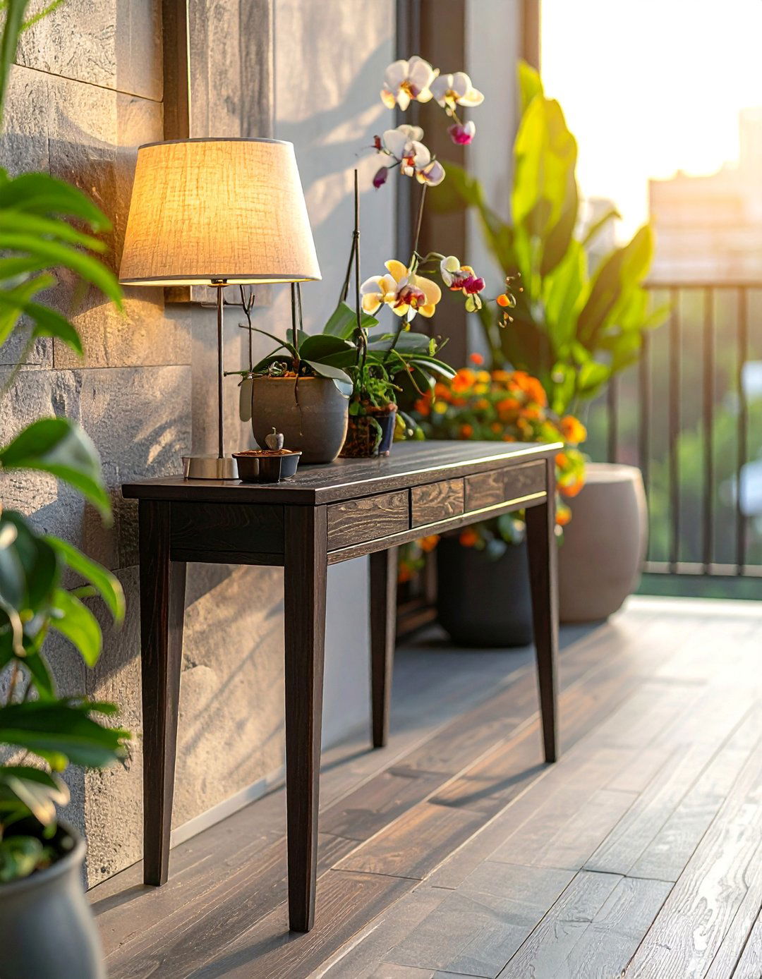 Slim Console Style Small Patio Table - 40 Small Patio Ideas to Maximize Your Outdoor Space