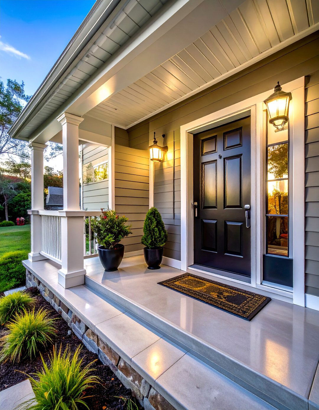 Small Front Porch with Reflective Surfaces - 40 Small Front Porch Ideas for a Welcoming Entryway