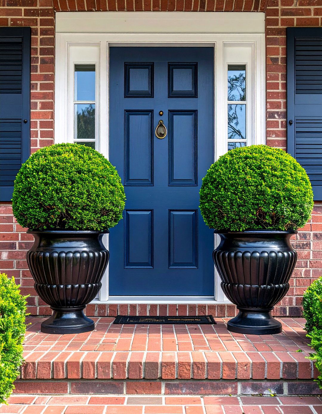 Small Front Porch with Symmetrical Planters - 40 Small Front Porch Ideas for a Welcoming Entryway