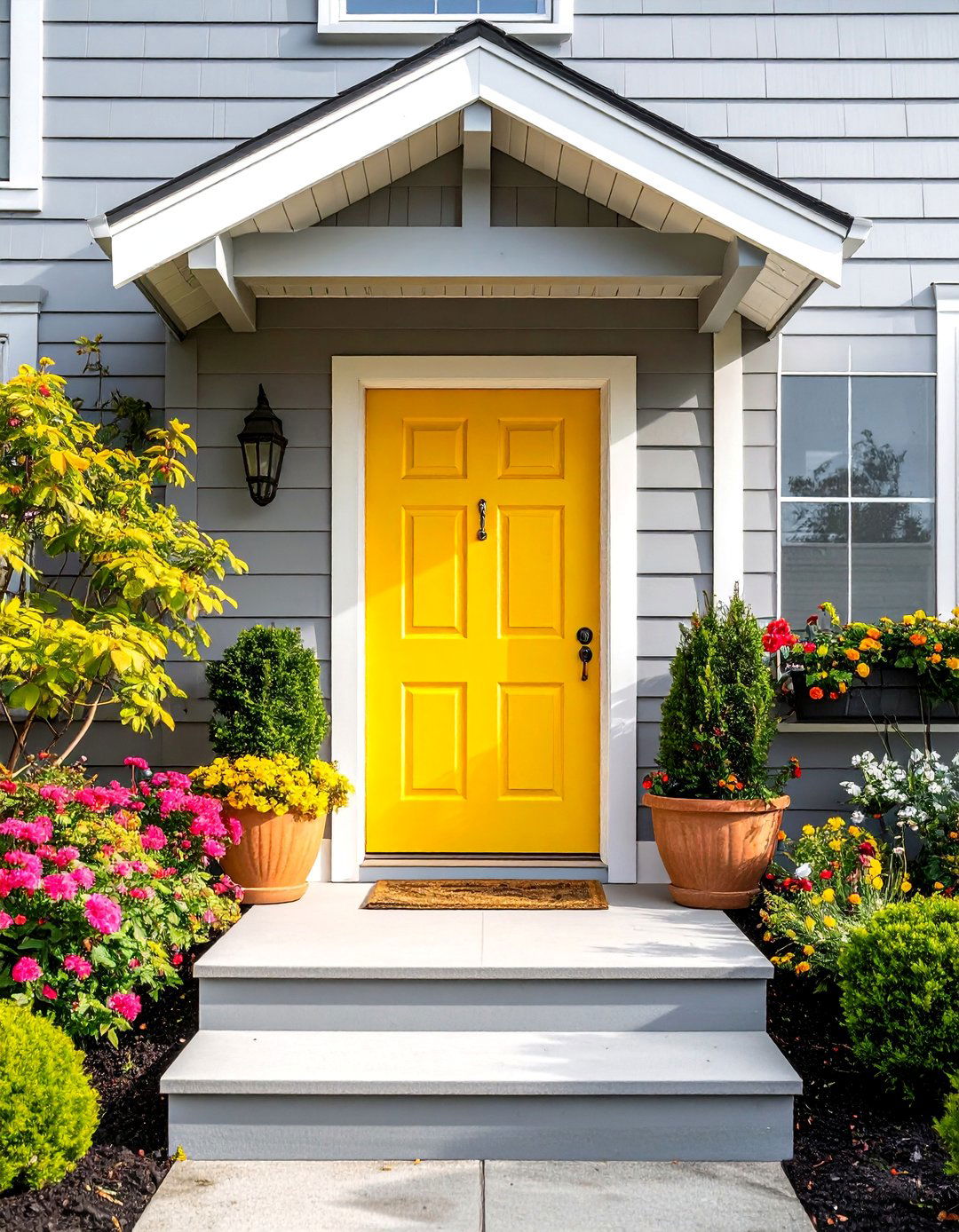 Small Front Porch with a Colorful Painted Door - 40 Small Front Porch Ideas for a Welcoming Entryway