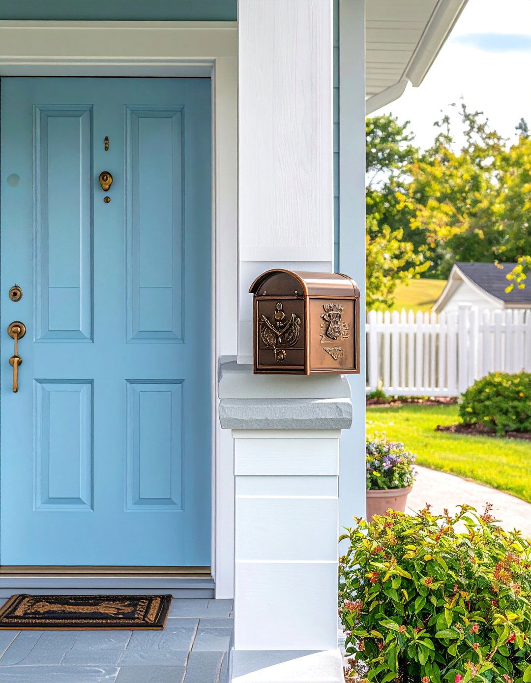 Small Front Porch with a Decorative Mailbox - 40 Small Front Porch Ideas for a Welcoming Entryway