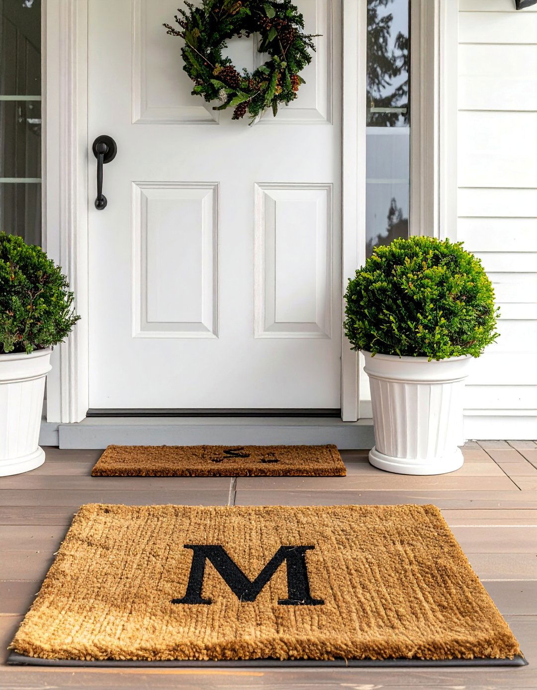 Small Front Porch with a Monogrammed Doormat - 40 Small Front Porch Ideas for a Welcoming Entryway