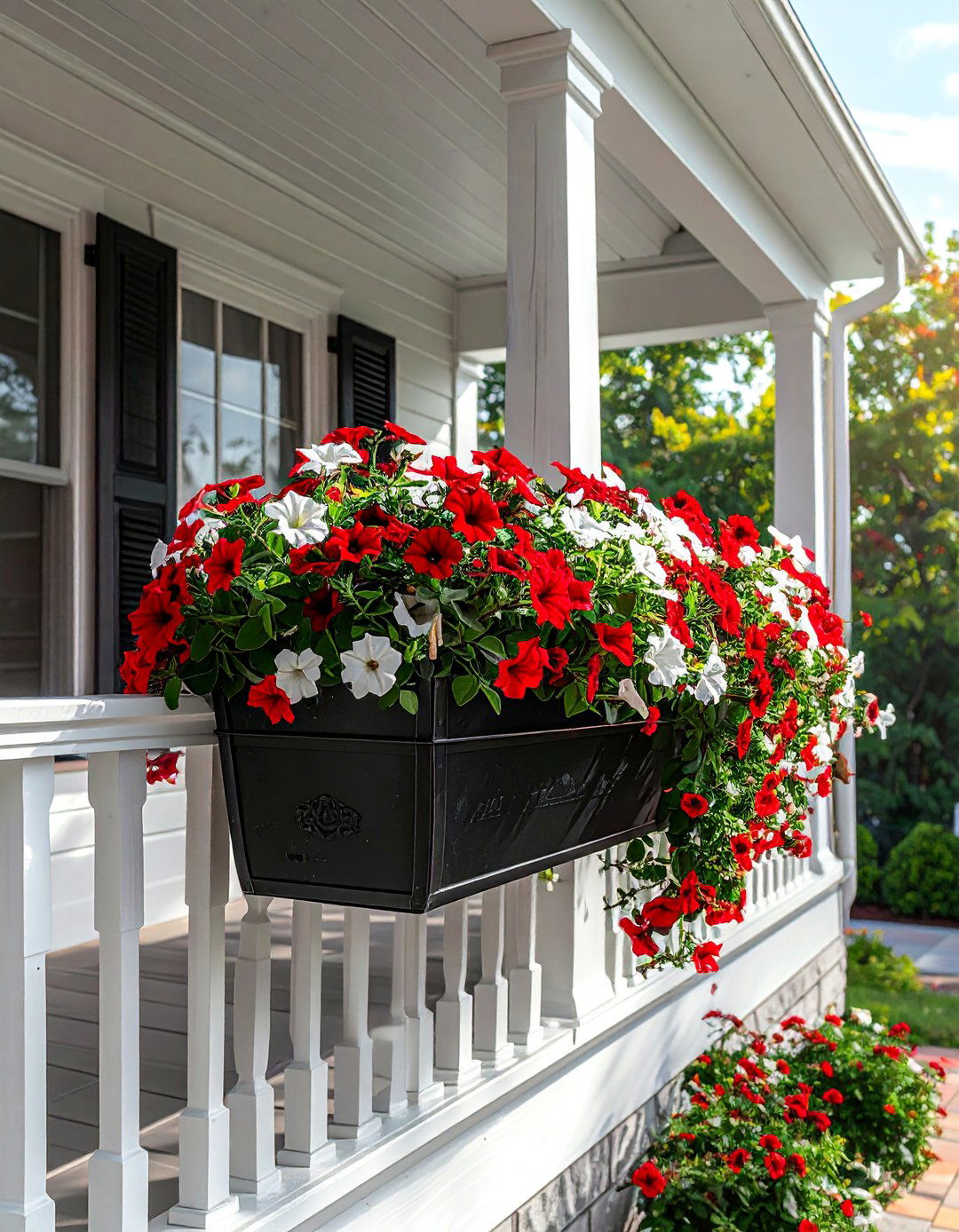 Small Front Porch with a Railing Planter Box - 40 Small Front Porch Ideas for a Welcoming Entryway