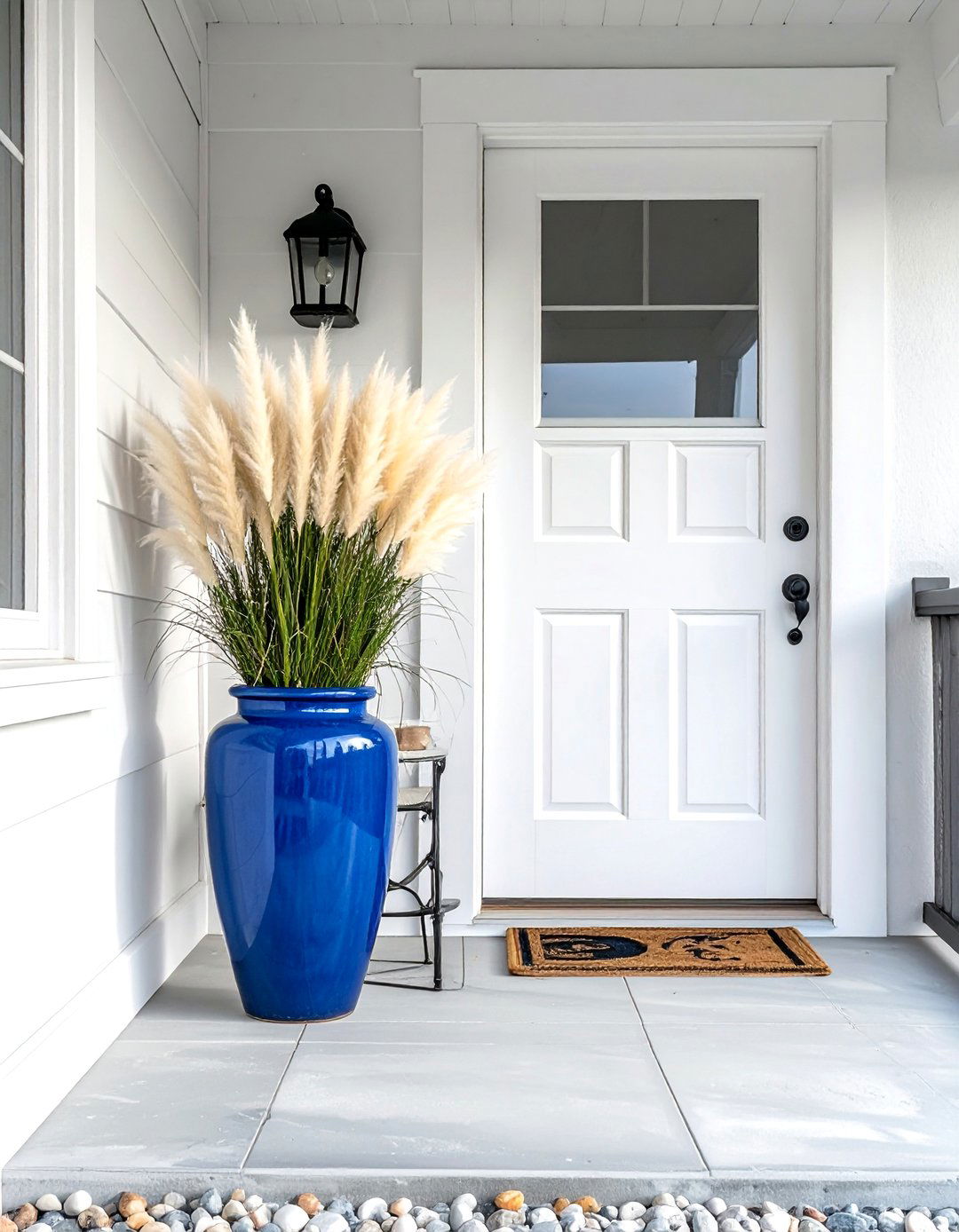 Small Front Porch with a Tall Slender Planter - 40 Small Front Porch Ideas for a Welcoming Entryway