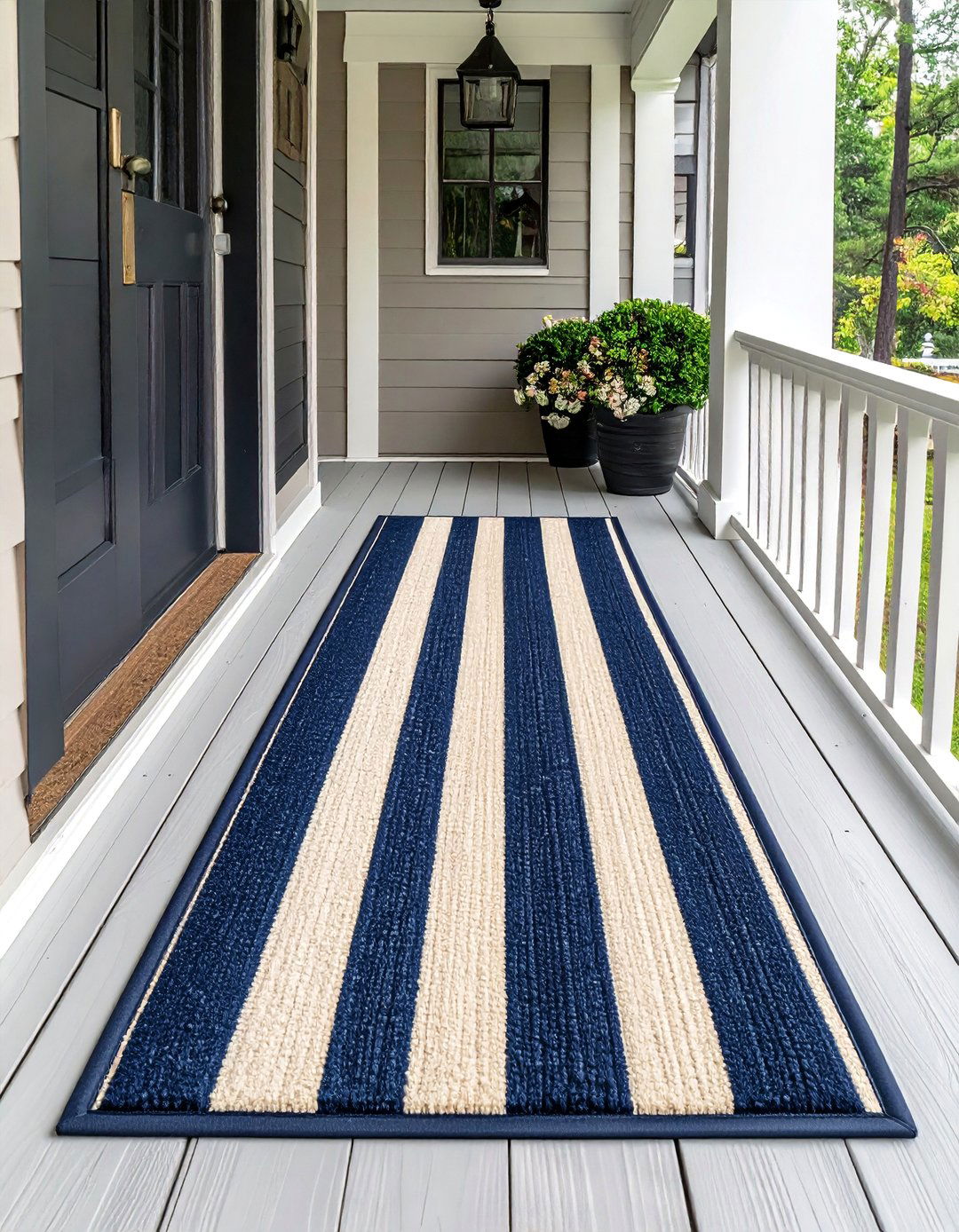 Small Front Porch with an Outdoor Rug - 40 Small Front Porch Ideas for a Welcoming Entryway