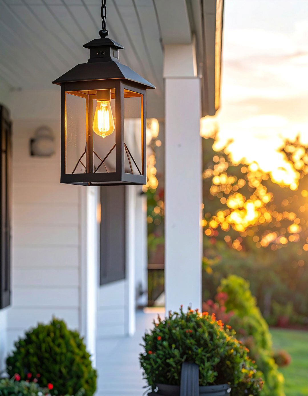 Small Front Porch with an Overhead Pendant Light - 40 Small Front Porch Ideas for a Welcoming Entryway