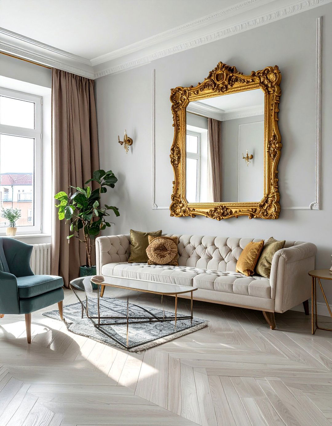 Small Living Room with Mirrored Walls - 40 Small Living Room Ideas for Cozy Spaces