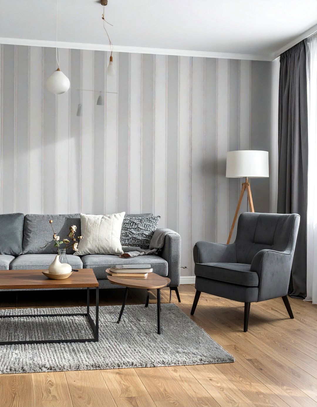 Small Living Room with Vertical Stripes - 40 Small Living Room Ideas for Cozy Spaces