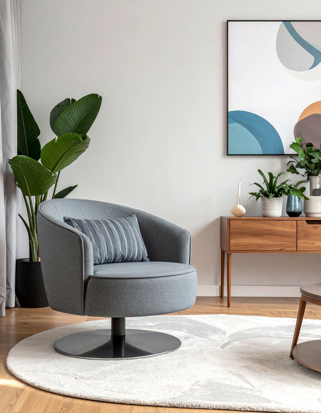 Small Living Room with a Round Accent Chair - 40 Small Living Room Ideas for Cozy Spaces