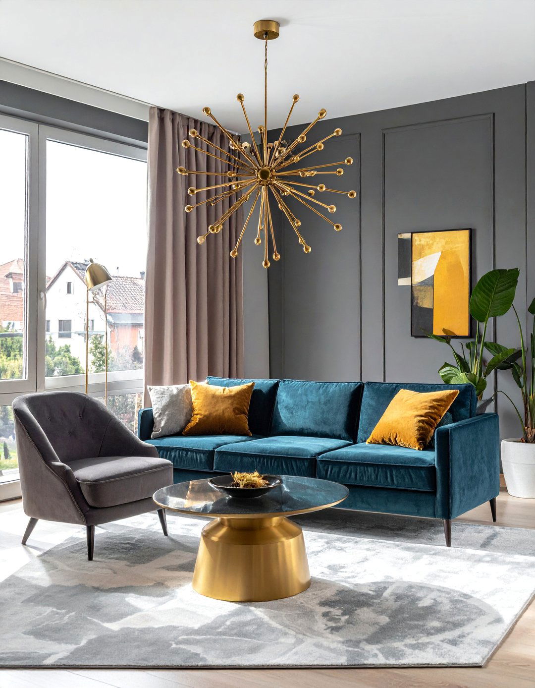 Small Living Room with a Statement Light Fixture - 40 Small Living Room Ideas for Cozy Spaces