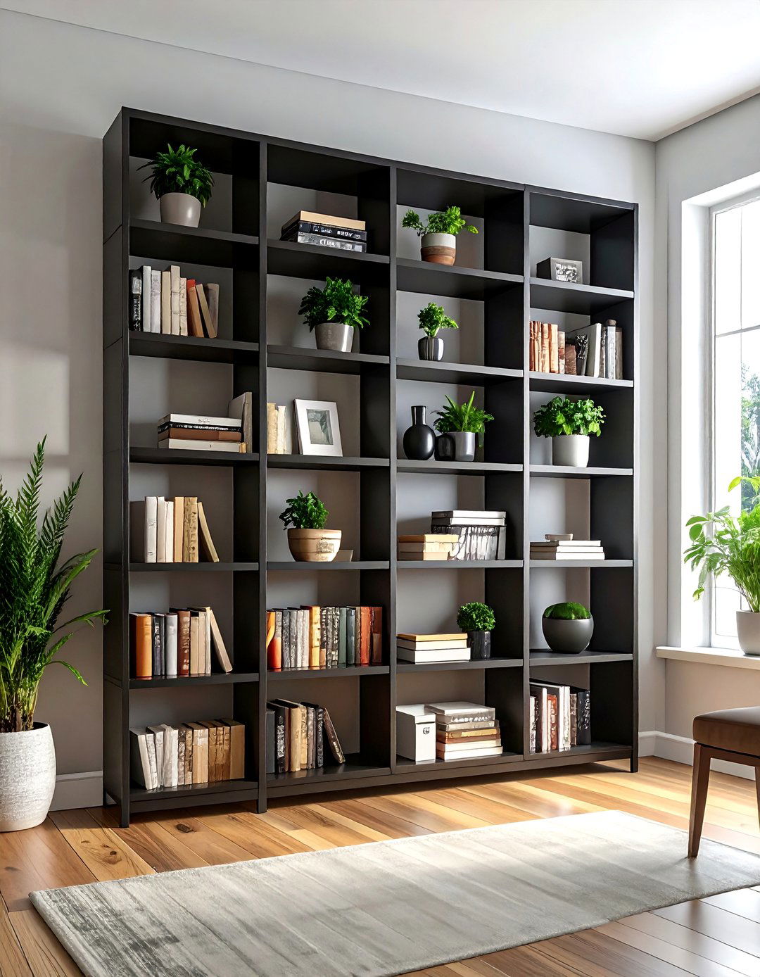 Small Living Room with an Open Back Bookshelf - 40 Small Living Room Ideas for Cozy Spaces