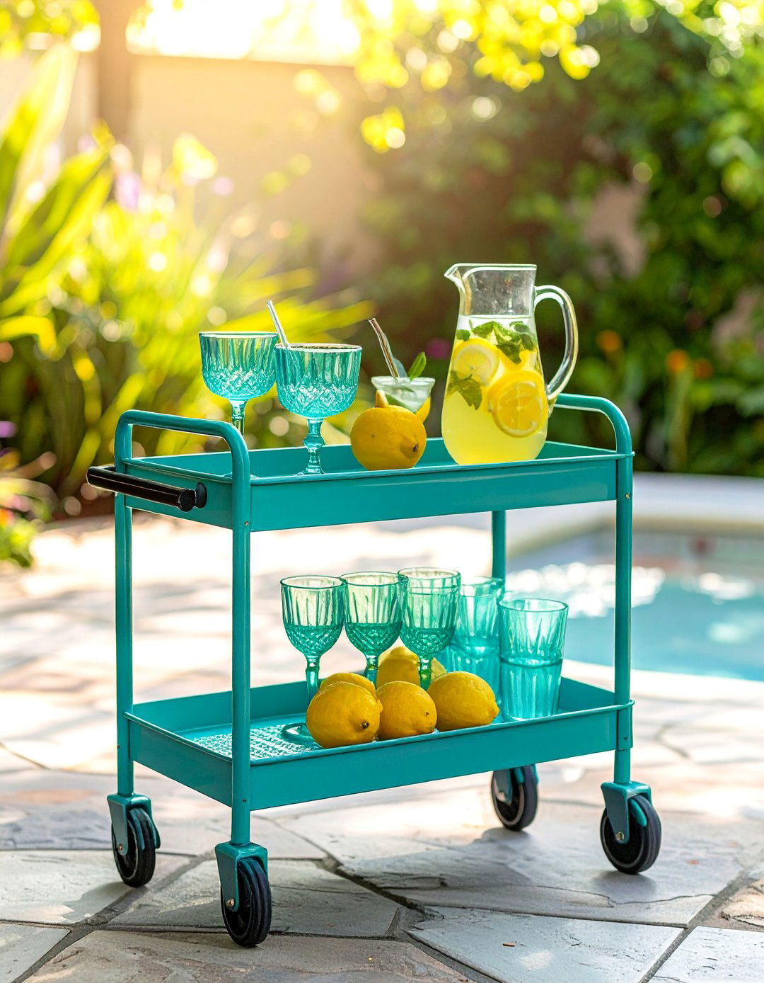 Small Patio Bar Cart for Mobile Entertaining - 40 Small Patio Ideas to Maximize Your Outdoor Space