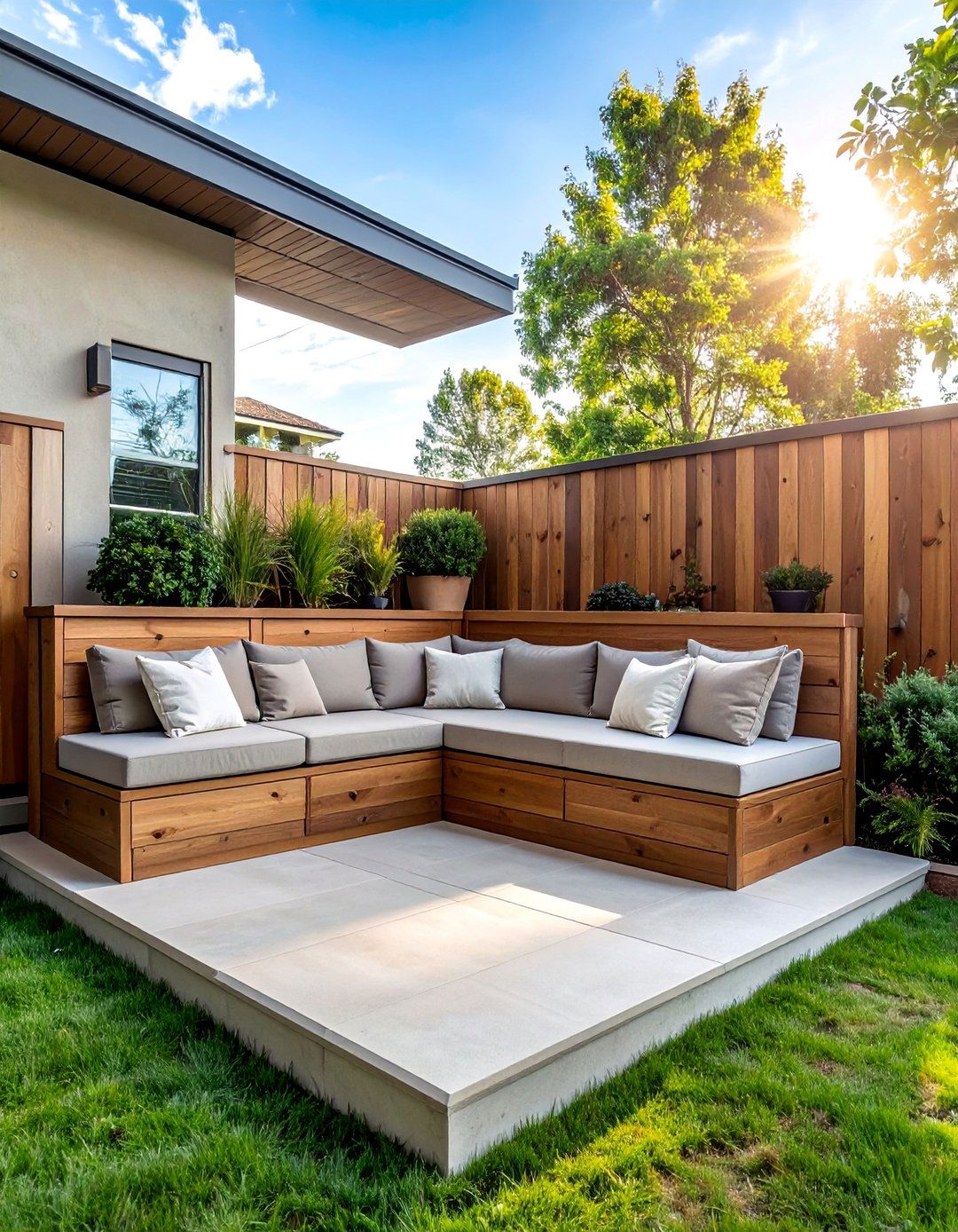 Small Patio Built In Corner Bench - 40 Small Patio Ideas to Maximize Your Outdoor Space