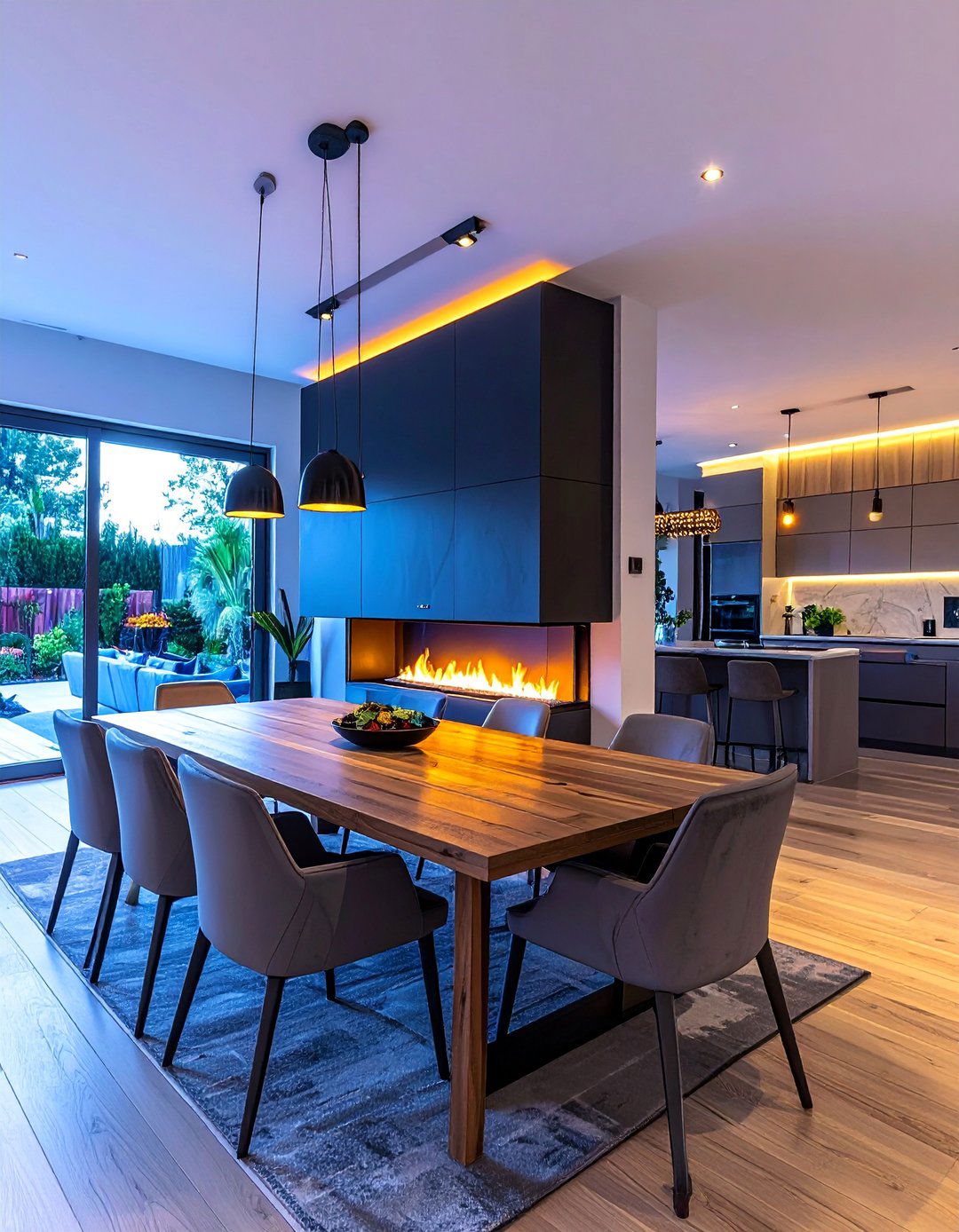 Smart Technology Fireplace Dining Integration - 30 Dining Rooms With Fireplaces for Cozy Meals