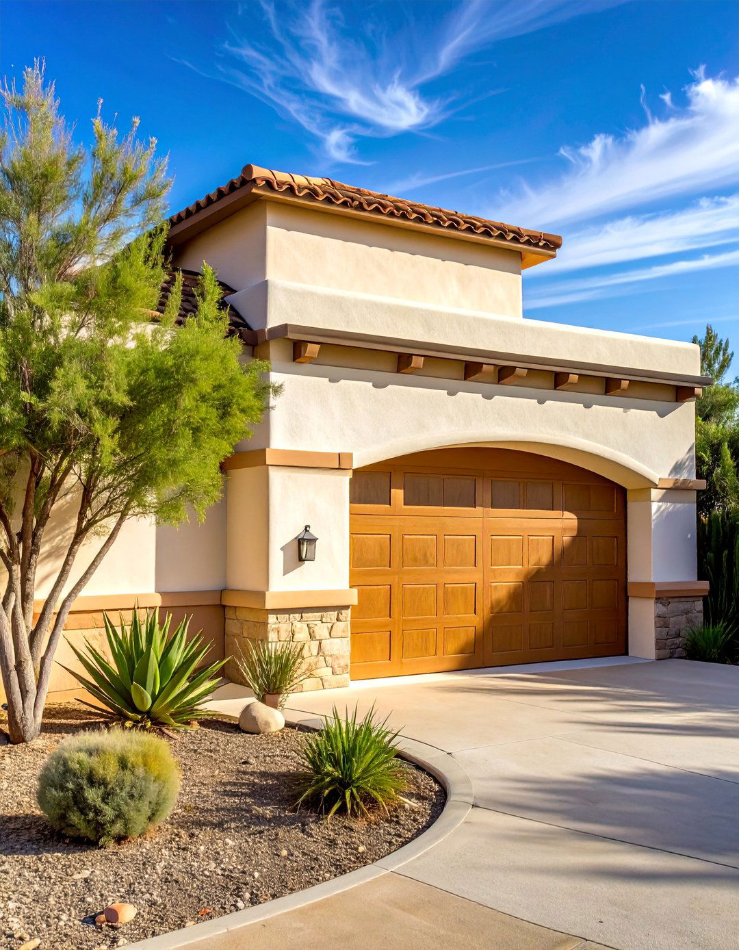 Smooth Stucco Band Garage Door Trim - 20 Exterior Garage Door Trim Ideas to Enhance Curb Appeal