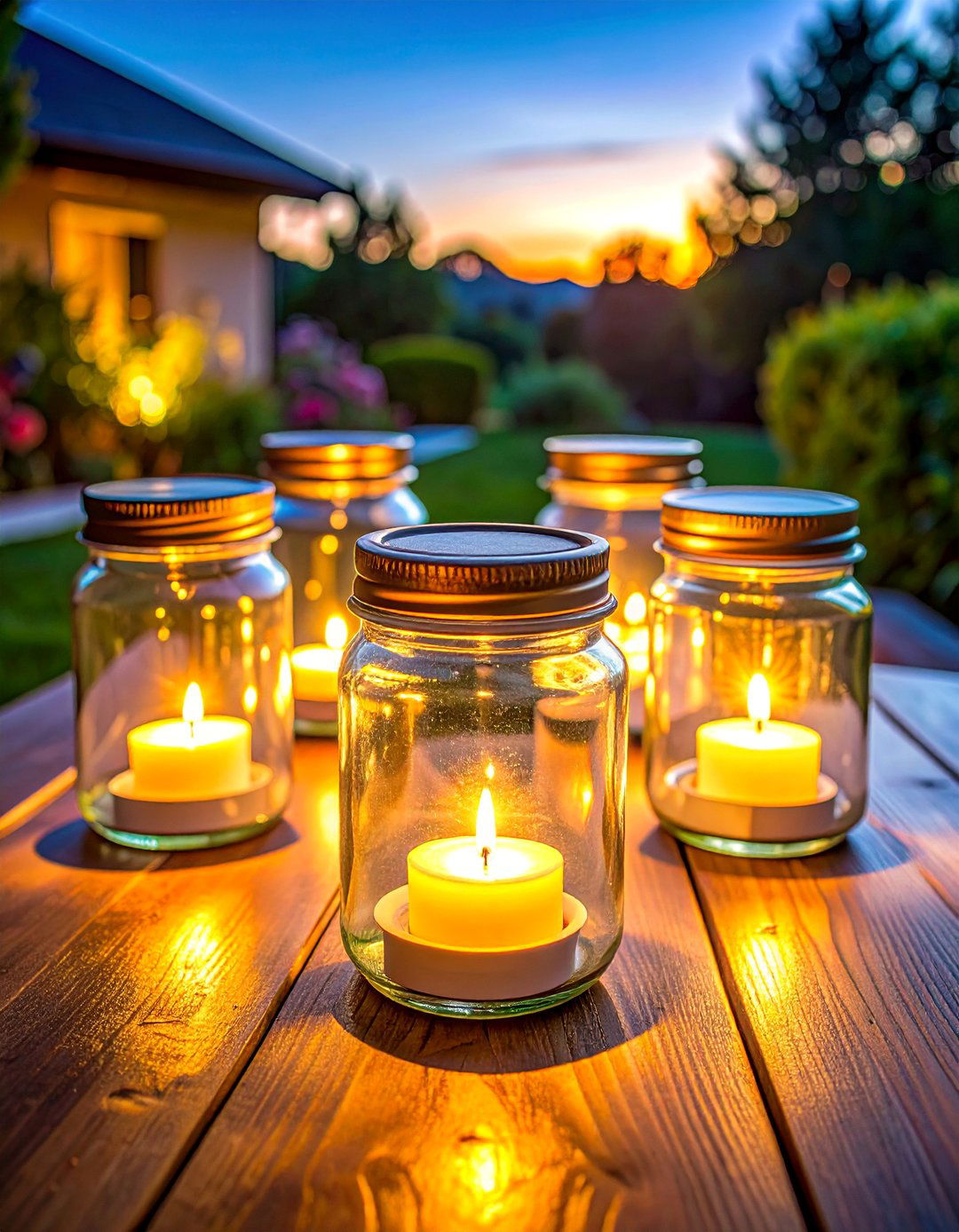 Solar Powered Jar Lights - 40 Small Patio Ideas on a Budget for Cozy Outdoor Living