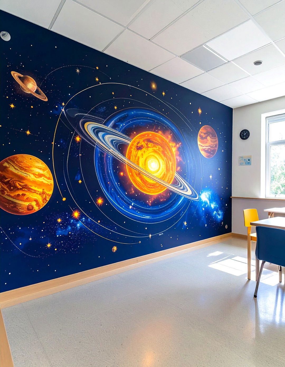 Solar System and Galaxy School Mural - 30 Creative School Mural Ideas to Inspire Students