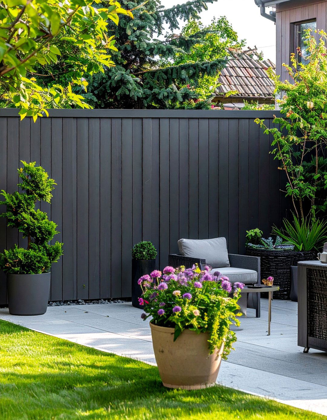 Solid Charcoal Grey Fence Painting
