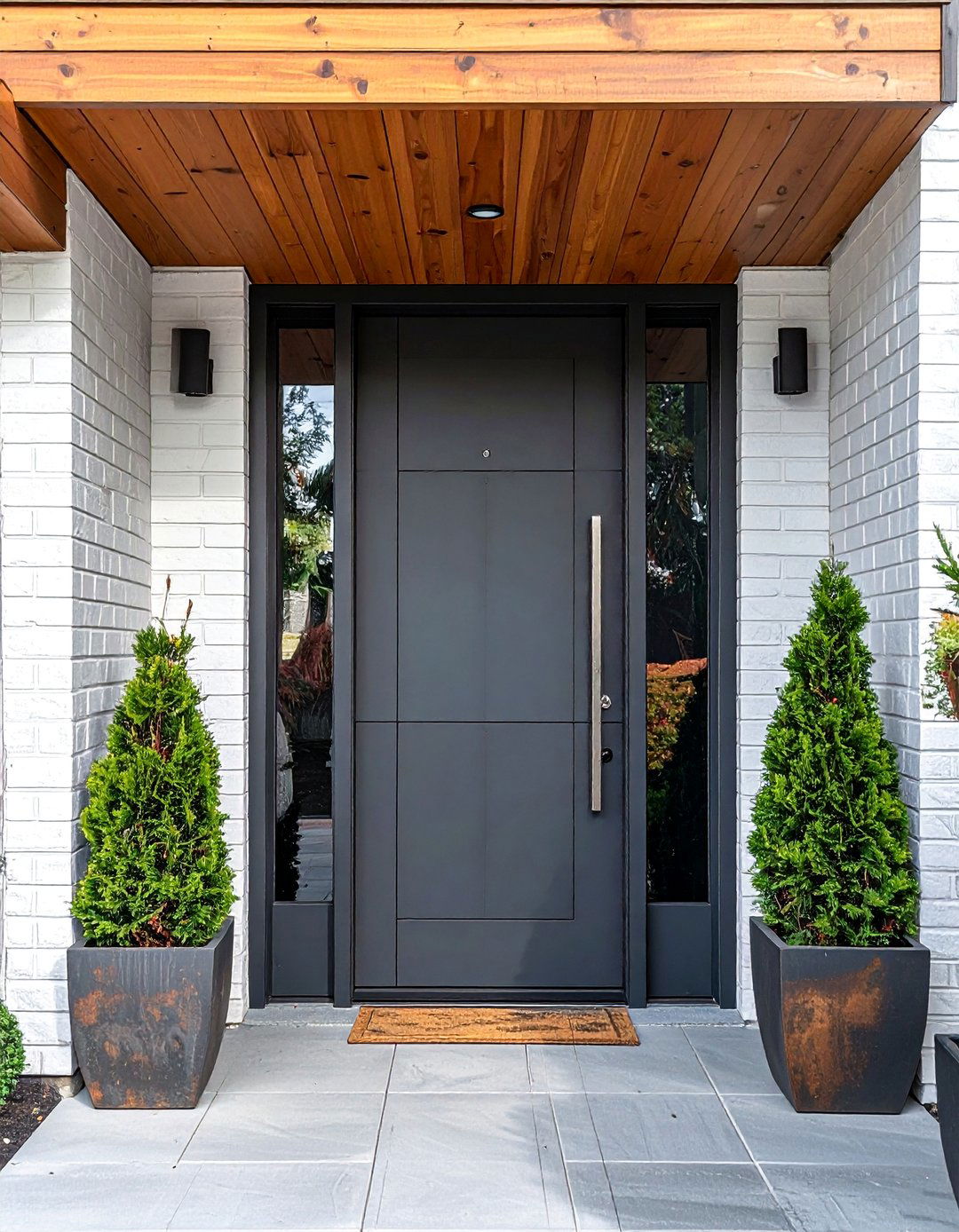 Sophisticated Charcoal Gray Mid Century Front Door - 20 Mid Century Front Door Colors for Curb Appeal