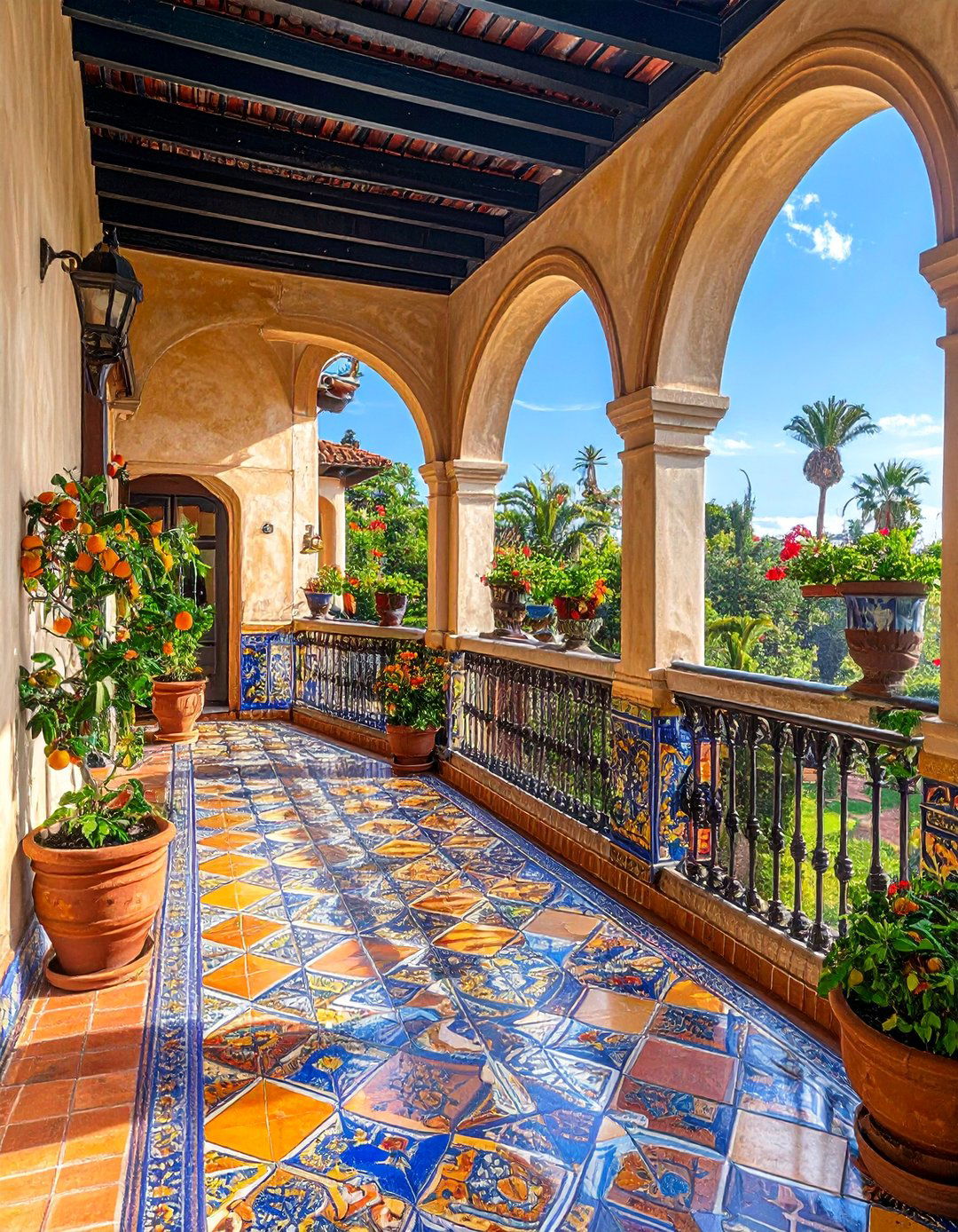 Spanish Revival Tile Balcony - 20 Mansion Balcony Ideas for a Luxurious View