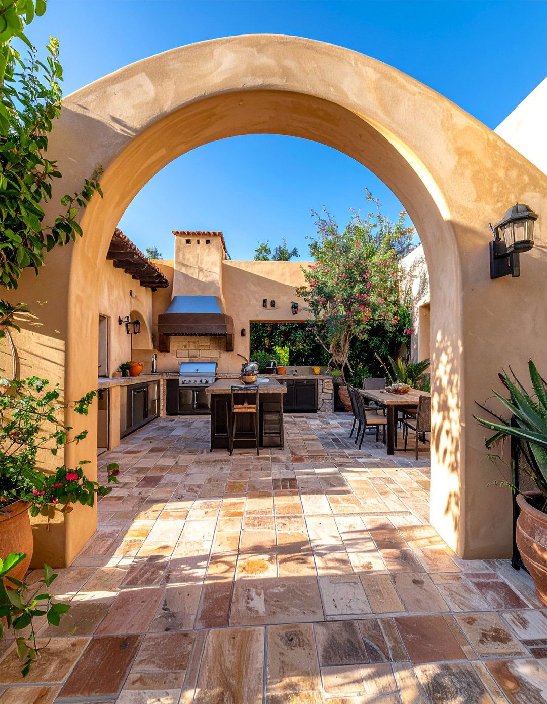 Spanish Style Kitchen with Arched Entryways - 20 Spanish Style Outdoor Kitchen Ideas for Your Backyard