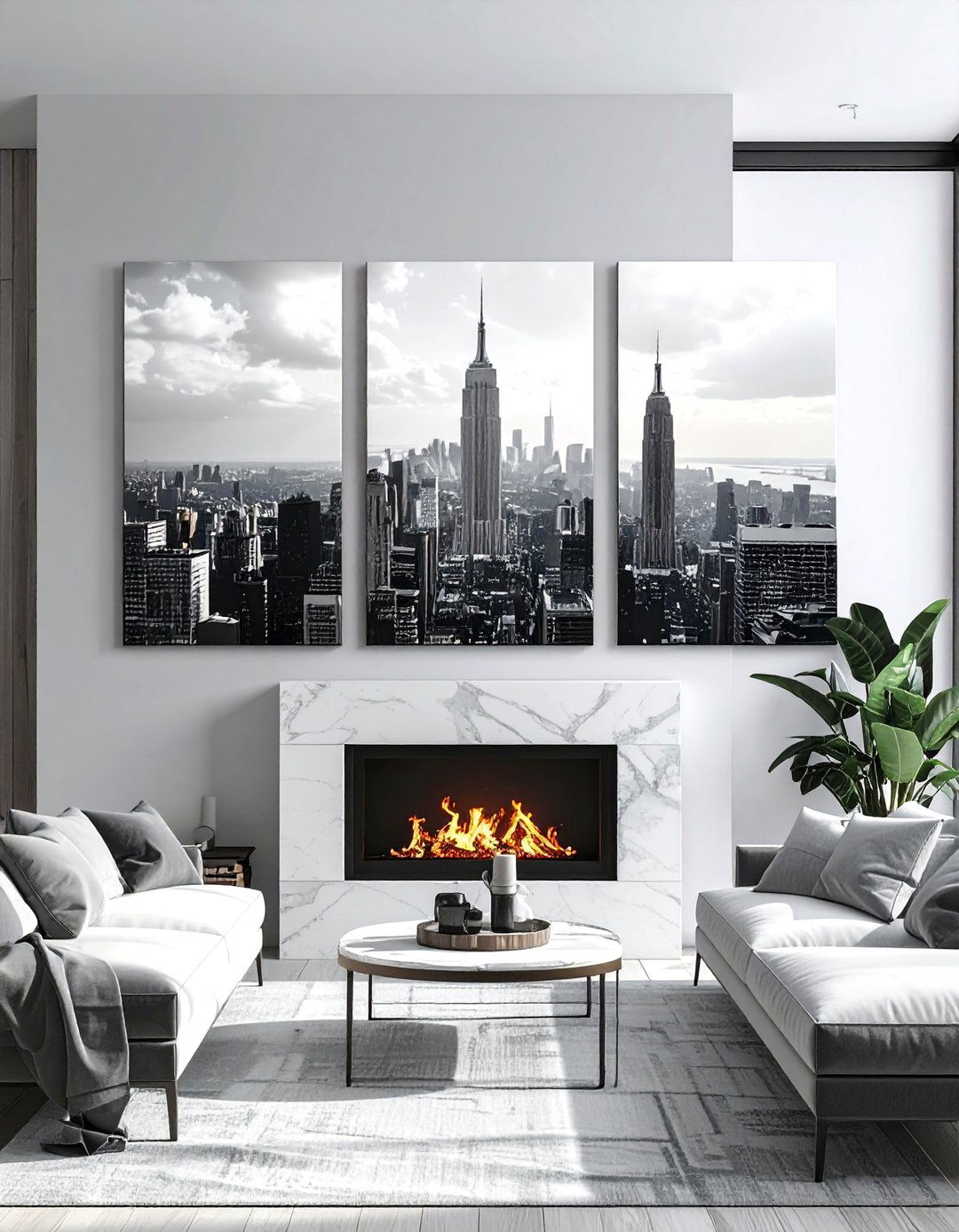 Split Image Photo Wall Triptych - 40 Photo Wall Ideas to Personalize Your Living Space