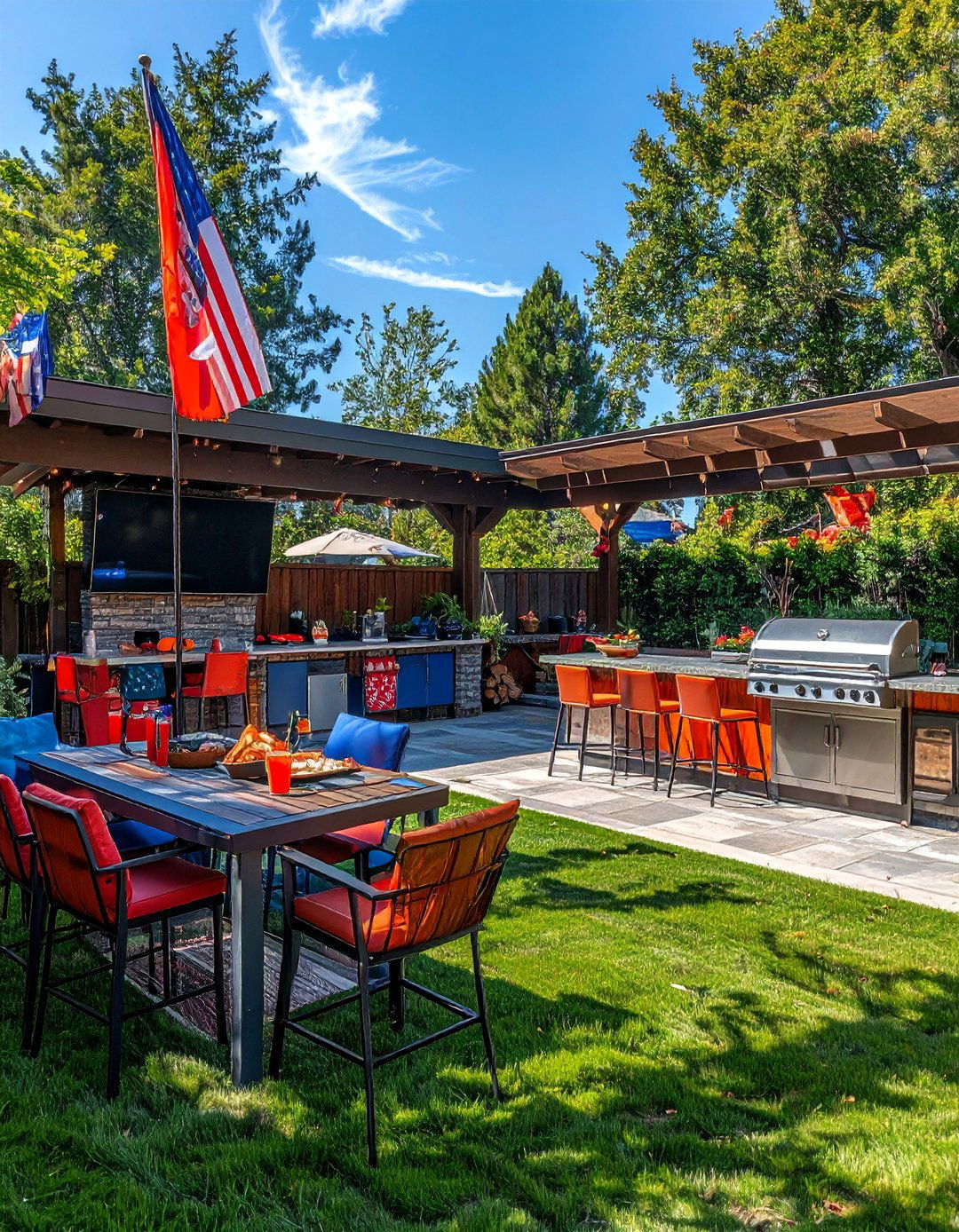 Sports Bar Style BBQ Zone - 40 Amazing BBQ Area Ideas for Outdoor Living