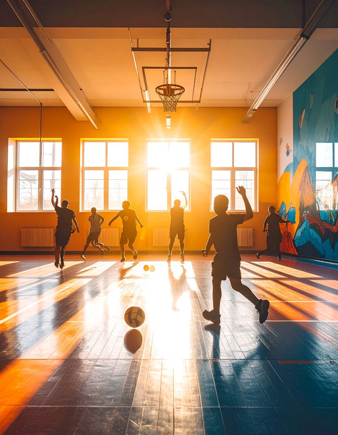 Sports and Athletics Montage School Mural - 30 Creative School Mural Ideas to Inspire Students
