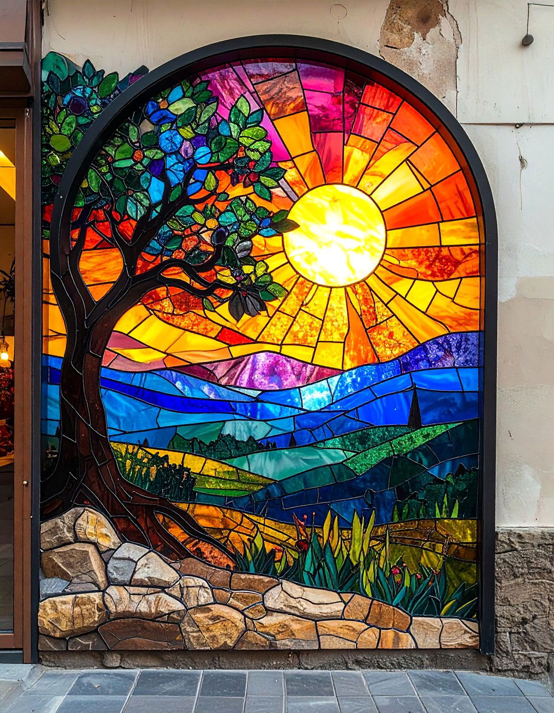 Stained Glass Effect Small Town Mural - 20 Small Town Murals to Brighten Up Your Community