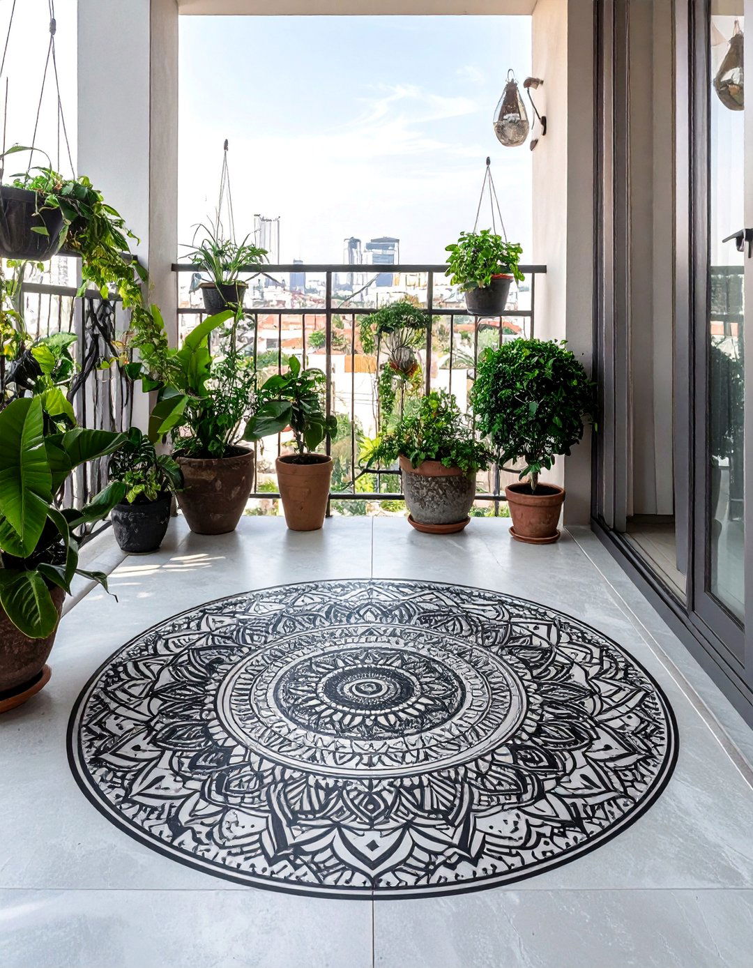 Stenciled Concrete Balcony Flooring - 25 Balcony Flooring Ideas to Enhance Your Outdoor Space