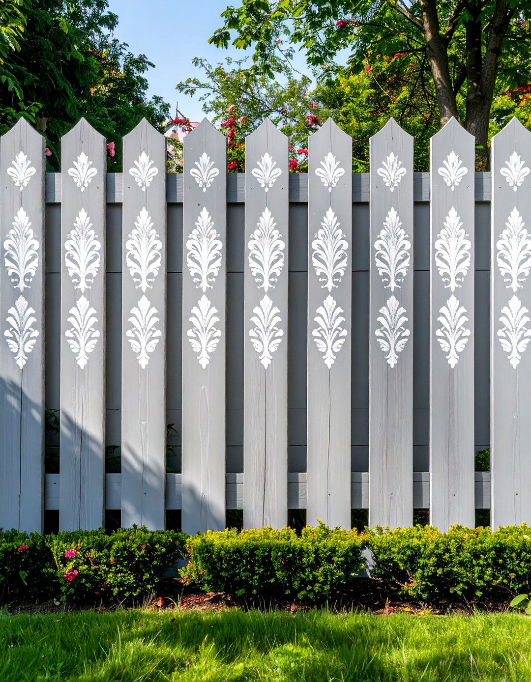 Stenciled Pattern Fence Art - 20 Fence Art Ideas to Beautify Your Outdoor Space