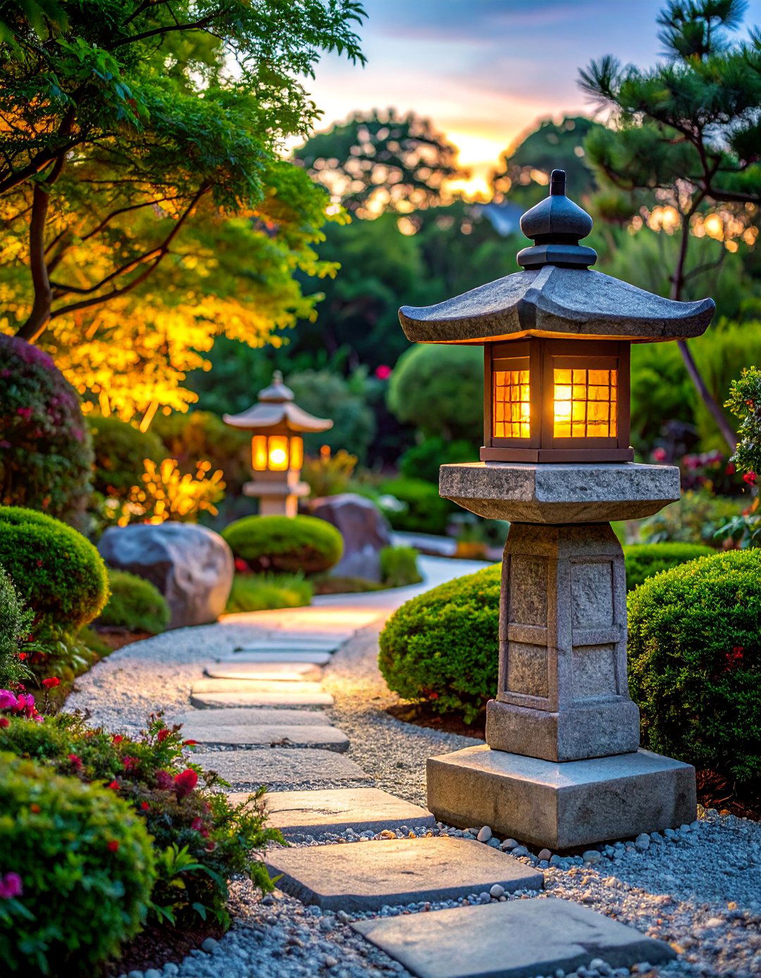 Stone Lantern Garden Lighting - 25 Zen Garden Ideas for a Peaceful Backyard Retreat