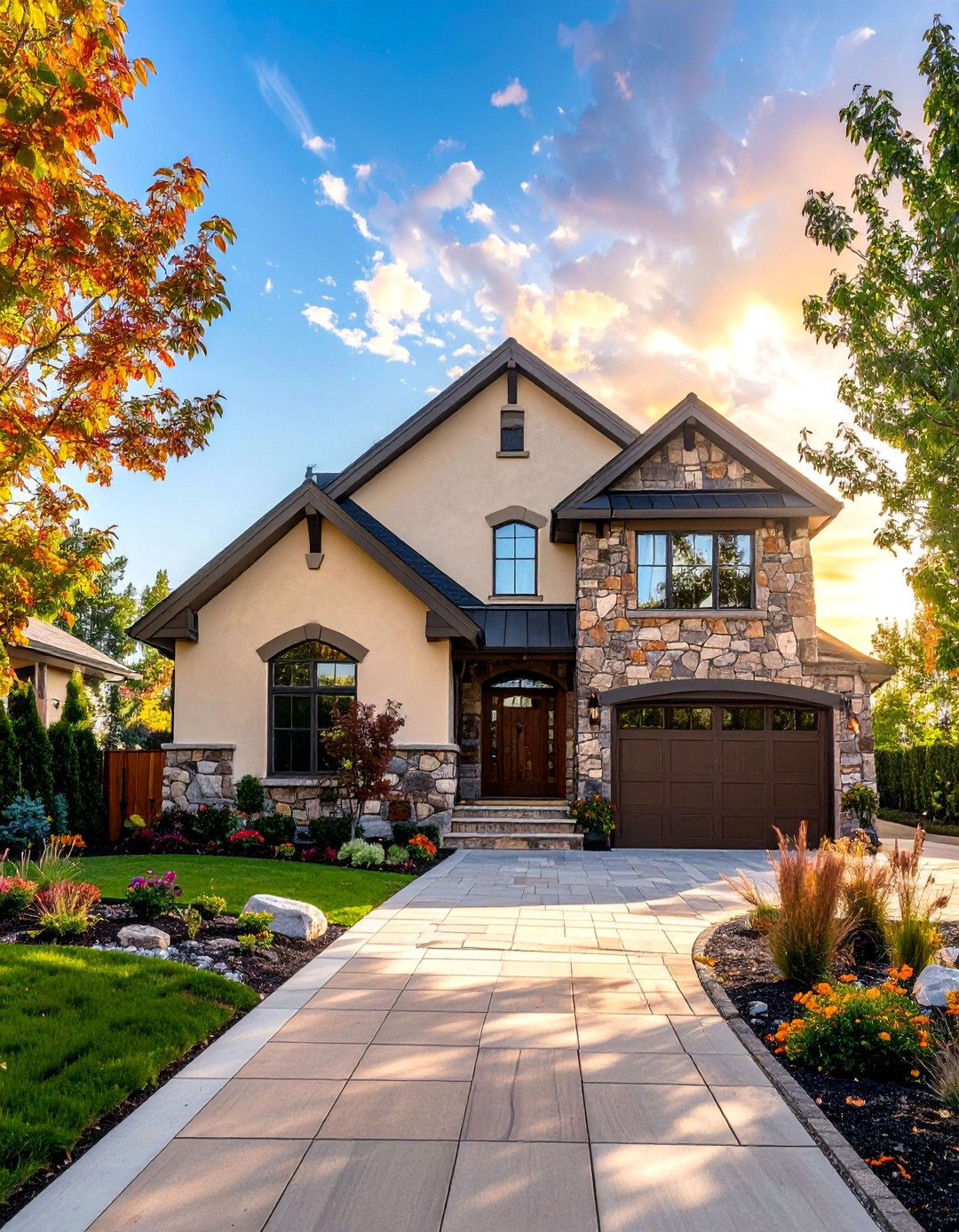 Stone and Stucco Combination Exterior - 30 Stunning Stone Exterior Home Ideas for Curb Appeal