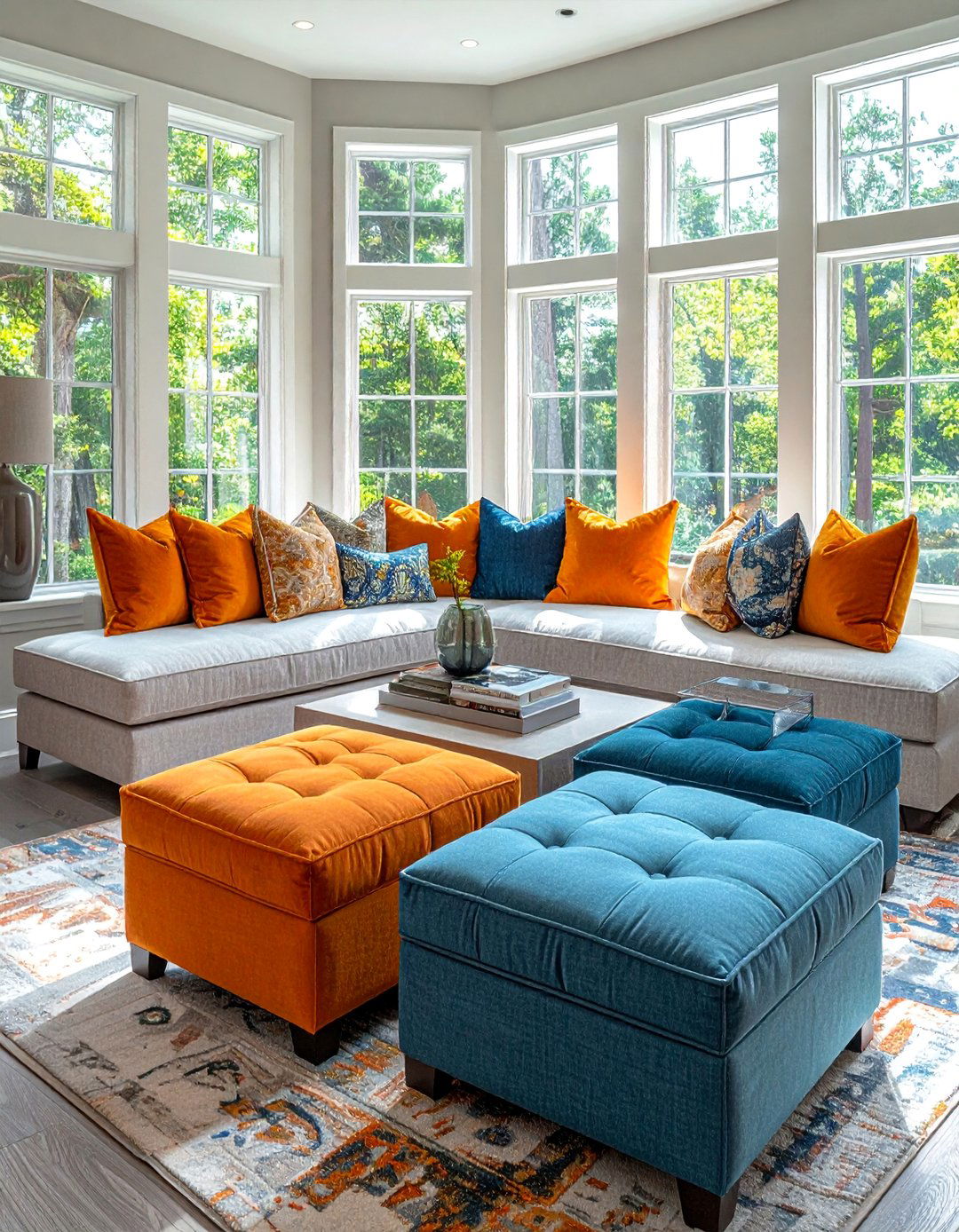Storage Ottoman Bay Window Solution - 40 Bay Window Ideas to Brighten Your Home
