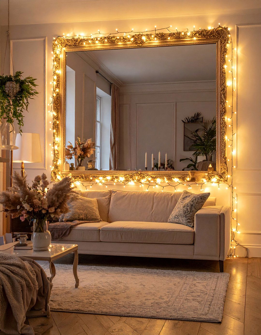 String Lights for Ambiance - 40 Cozy Living Room Ideas to Transform Your Space