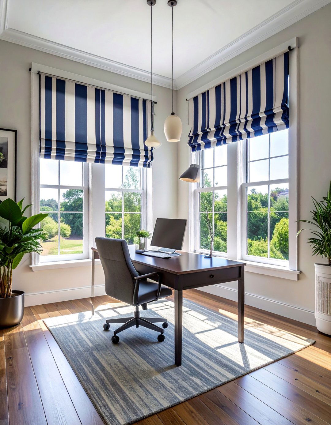 Striped Roman Shades in a Preppy Room - 30 Preppy Room Ideas for a Chic and Timeless Look