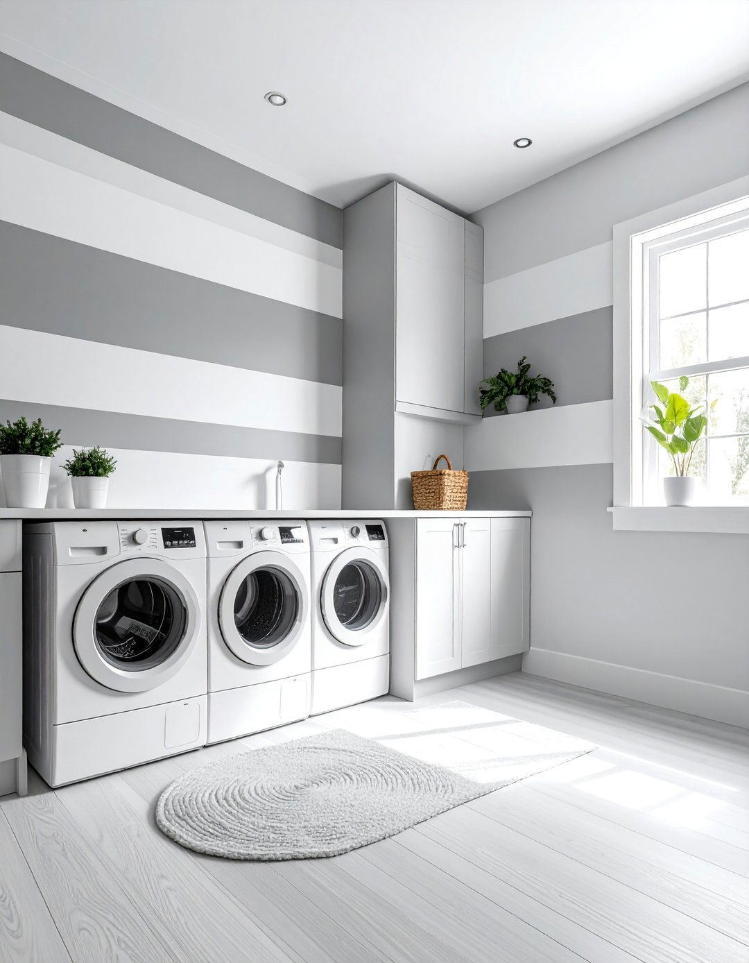 Striped Wall Laundry Room Paint - 25 Laundry Room Paint Ideas for a Fresh Look