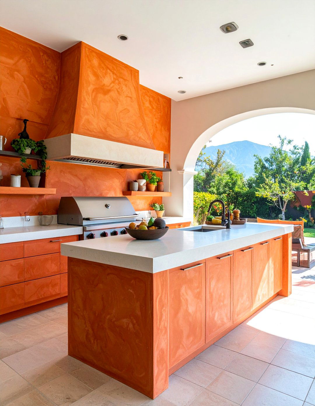 Stucco Finished Cabinets in a Mexican Outdoor Kitchen - 20 Mexican Outdoor Kitchen Ideas for Entertaining
