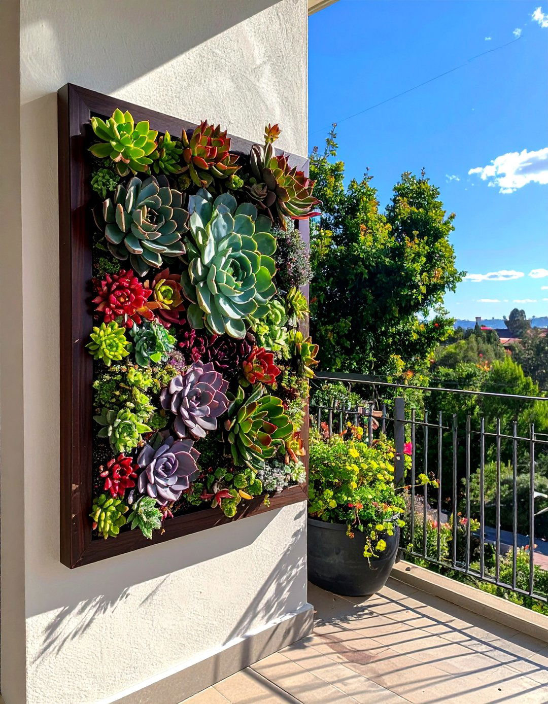 Succulent Wall Frame Balcony Garden - 40 Creative Balcony Garden Ideas for Small Spaces