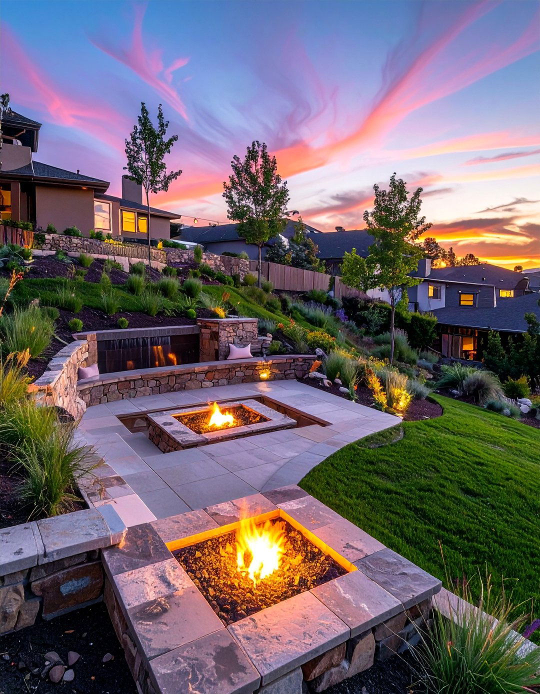 Sunken Fire Pit Areas - 25 Down Sloped Backyard Ideas for Unique Landscaping