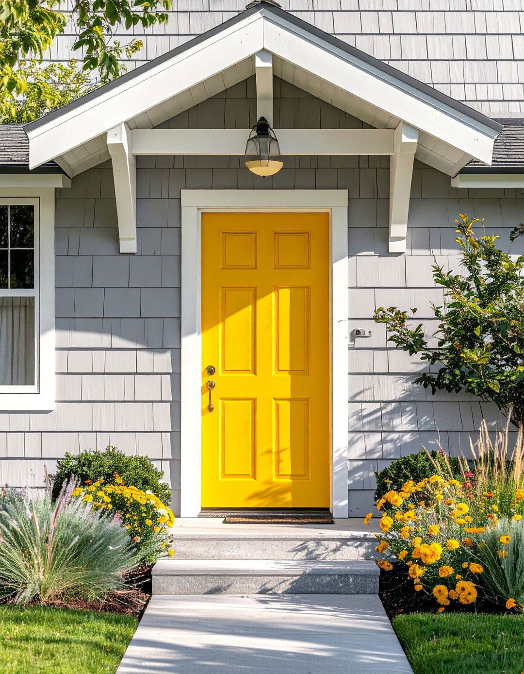 Sunny Canary Yellow Mid Century Front Door - 20 Mid Century Front Door Colors for Curb Appeal