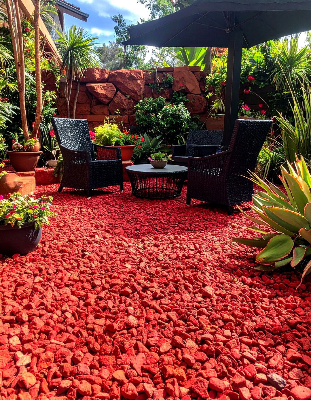 Surfacing a Patio Area with Red Lava Rock - 20 Red Lava Rock Landscaping Ideas for Bold Gardens